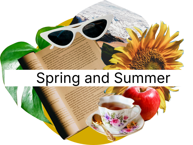 collage of spring and summer elements